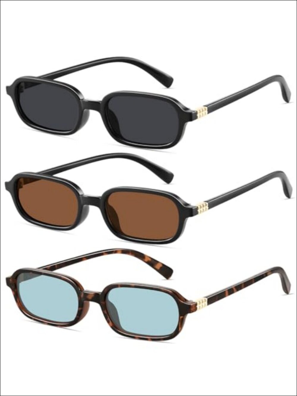 Retro Rectangular Sunglasses for Women Narrow Trendy Small 90s Style Square